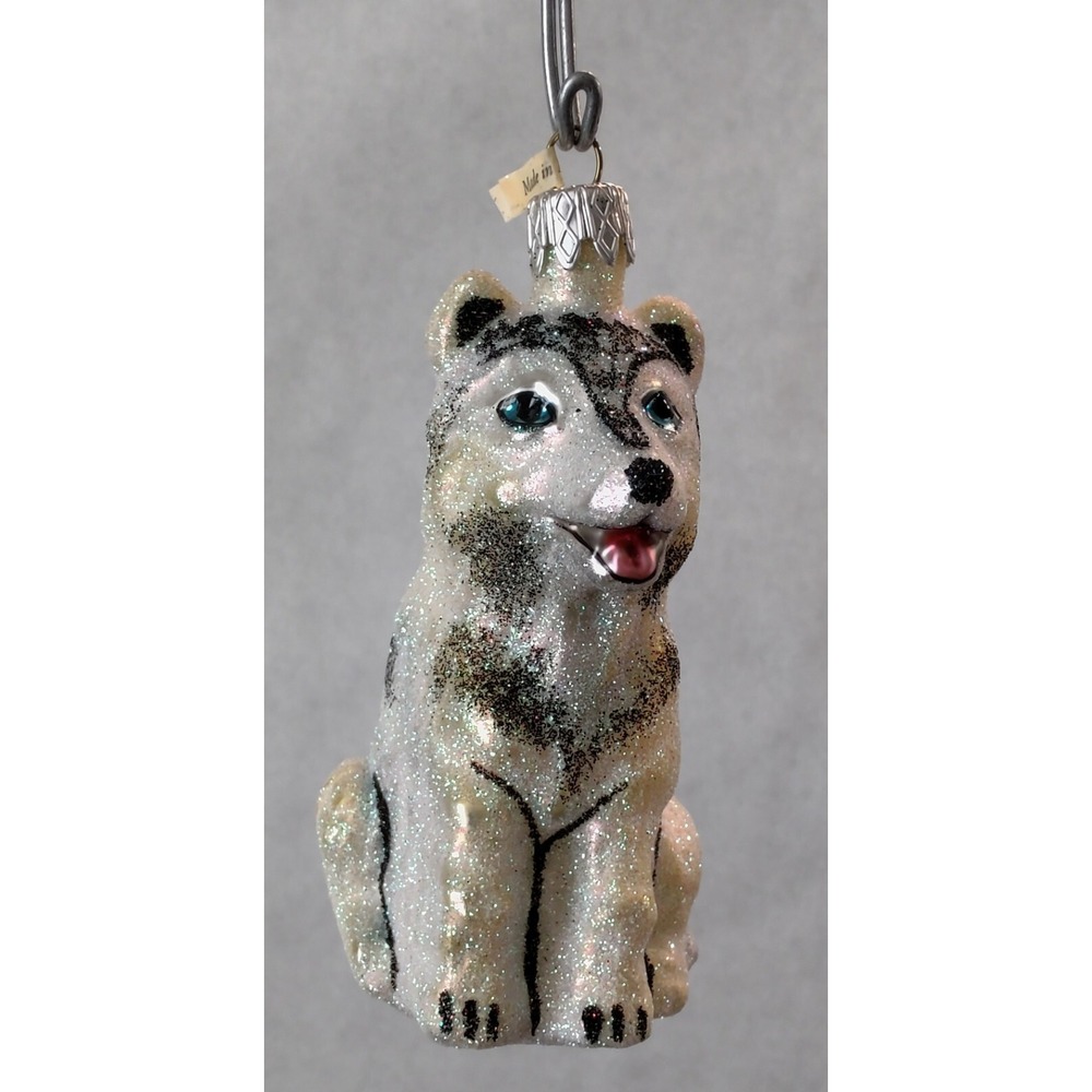 Polish Glass Ornament Husky Hand Painted in Poland Radko Inspired